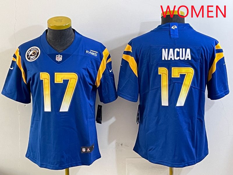 Women Los Angeles Rams #17 Adams Blue Second generation 2025 Nike Limited NFL Jersey style 4->women nfl jersey->Women Jersey